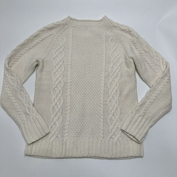 J Crew Factory Embellished Beads Cable-Knit Sweater Ivory White - Womens Size M - Picture 5 of 10